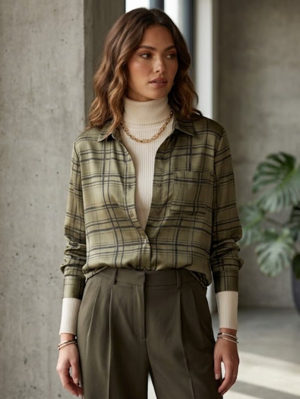 Como Blu Plaid Shirt Medium